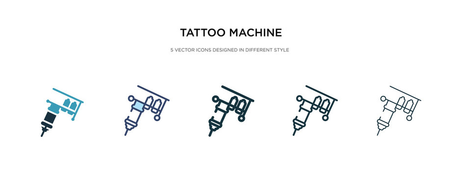 tattoo machine icon in different style vector illustration. two colored and black tattoo machine vector icons designed in filled, outline, line and stroke style can be used for web, mobile, ui