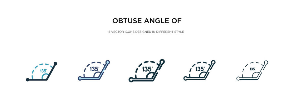 obtuse angle of 135 degrees icon in different style vector illustration. two colored and black obtuse angle of 135 degrees vector icons designed in filled, outline, line and stroke style can be used
