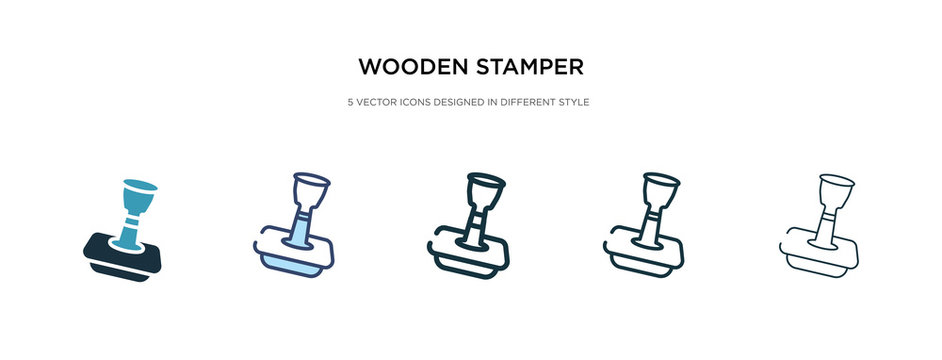 wooden stamper icon in different style vector illustration. two colored and black wooden stamper vector icons designed in filled, outline, line and stroke style can be used for web, mobile, ui