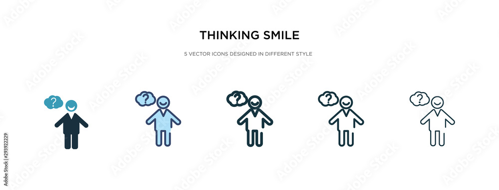 Poster thinking smile icon in different style vector illustration. two colored and black thinking smile vec