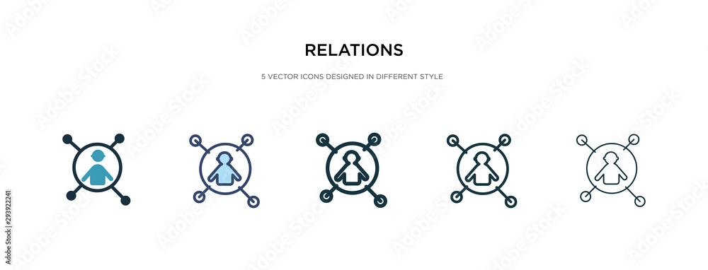 Poster relations icon in different style vector illustration. two colored and black relations vector icons 