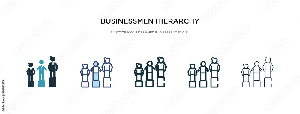 Poster businessmen hierarchy icon in different style vector illustration. two colored and black businessmen