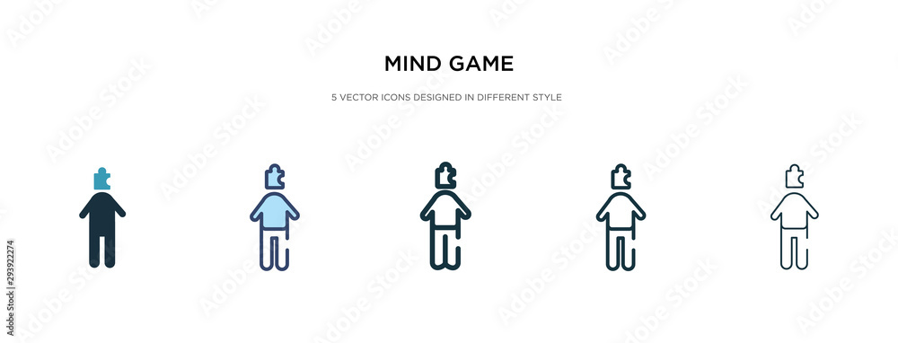 Poster mind game icon in different style vector illustration. two colored and black mind game vector icons 