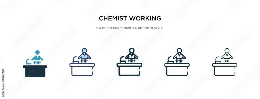 Poster chemist working icon in different style vector illustration. two colored and black chemist working v