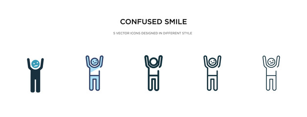 confused smile icon in different style vector illustration. two colored and black confused smile vector icons designed in filled, outline, line and stroke style can be used for web, mobile, ui