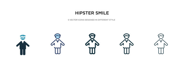 hipster smile icon in different style vector illustration. two colored and black hipster smile vector icons designed in filled, outline, line and stroke style can be used for web, mobile, ui