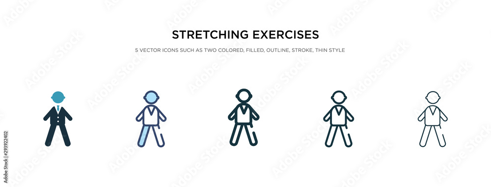 Poster stretching exercises icon in different style vector illustration. two colored and black stretching e