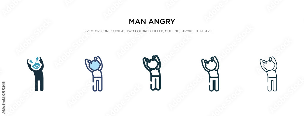 Poster man angry icon in different style vector illustration. two colored and black man angry vector icons 