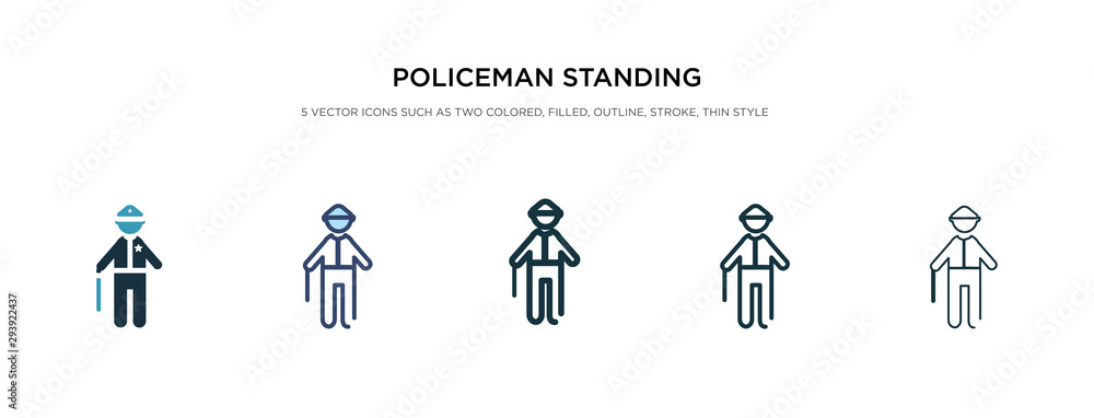 Poster policeman standing up icon in different style vector illustration. two colored and black policeman s