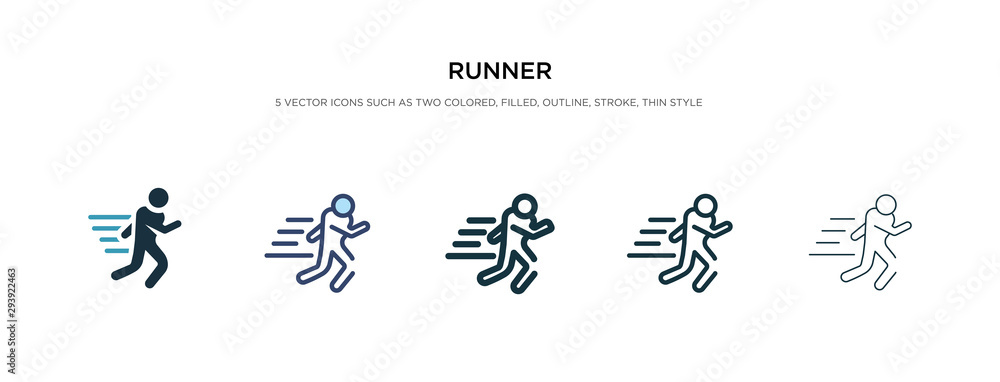 Poster runner icon in different style vector illustration. two colored and black runner vector icons design
