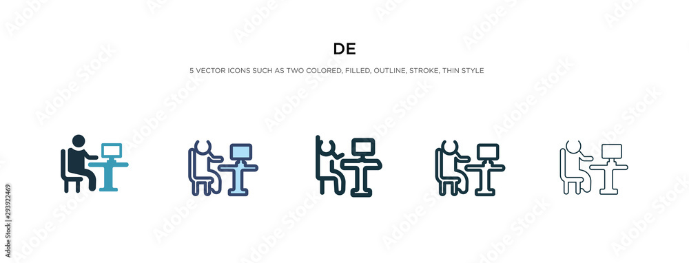 Poster de icon in different style vector illustration. two colored and black de vector icons designed in fi