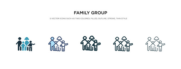 family group icon in different style vector illustration. two colored and black family group vector icons designed in filled, outline, line and stroke style can be used for web, mobile, ui