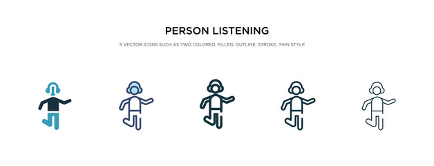 person listening icon in different style vector illustration. two colored and black person listening vector icons designed in filled, outline, line and stroke style can be used for web, mobile, ui