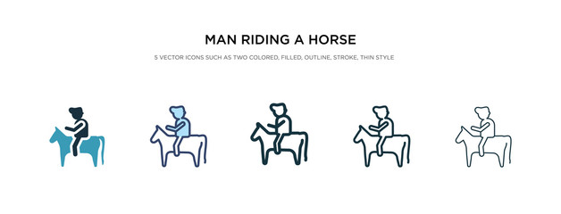 man riding a horse icon in different style vector illustration. two colored and black man riding a horse vector icons designed in filled, outline, line and stroke style can be used for web, mobile,