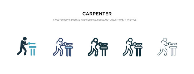 carpenter icon in different style vector illustration. two colored and black carpenter vector icons designed in filled, outline, line and stroke style can be used for web, mobile, ui