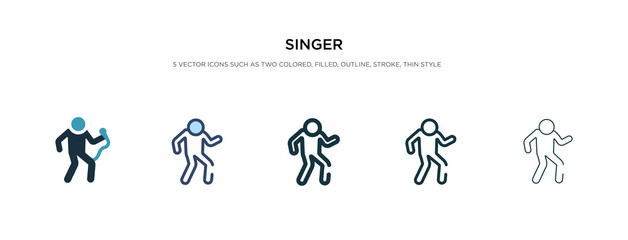 singer icon in different style vector illustration. two colored and black singer vector icons designed in filled, outline, line and stroke style can be used for web, mobile, ui