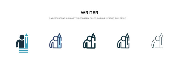 writer icon in different style vector illustration. two colored and black writer vector icons designed in filled, outline, line and stroke style can be used for web, mobile, ui