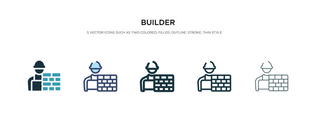 builder icon in different style vector illustration. two colored and black builder vector icons designed in filled, outline, line and stroke style can be used for web, mobile, ui