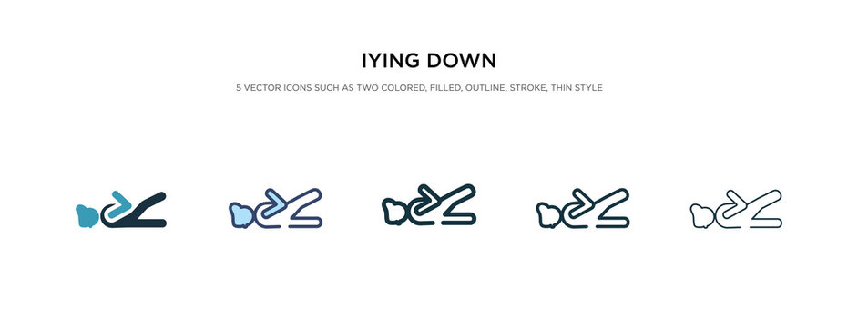 iying down icon in different style vector illustration. two colored and black iying down vector icons designed in filled, outline, line and stroke style can be used for web, mobile, ui
