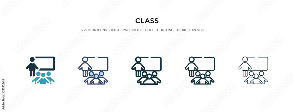 Poster class icon in different style vector illustration. two colored and black class vector icons designed