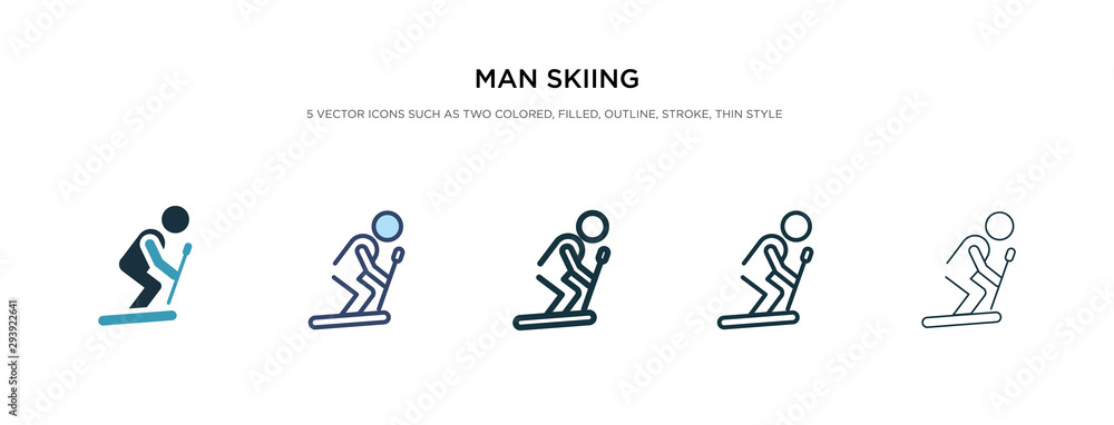 Poster man skiing icon in different style vector illustration. two colored and black man skiing vector icon