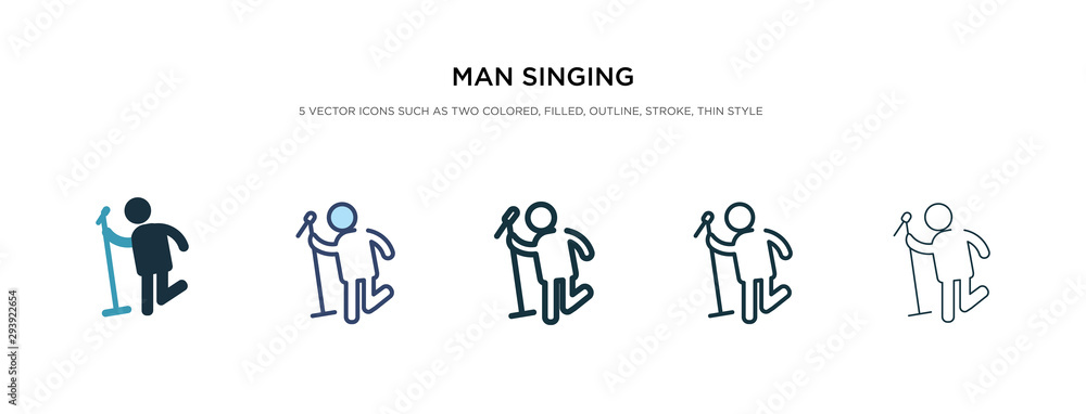 Poster man singing icon in different style vector illustration. two colored and black man singing vector ic