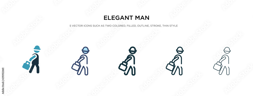 Poster elegant man icon in different style vector illustration. two colored and black elegant man vector ic