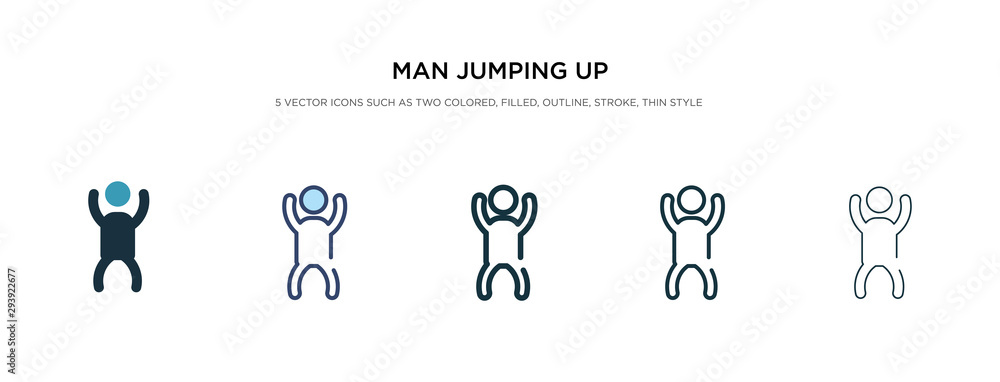 Poster man jumping up icon in different style vector illustration. two colored and black man jumping up vec