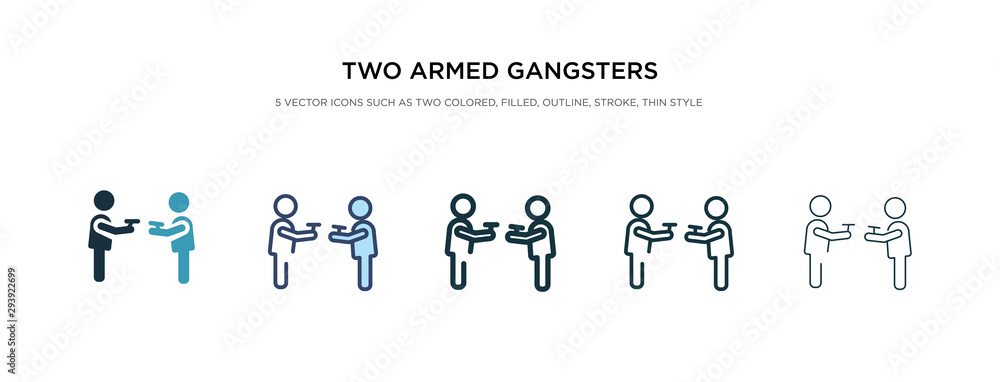 Aufkleber two armed gangsters pointing each other with their arms icon in different style vector illustration.