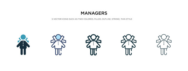 managers icon in different style vector illustration. two colored and black managers vector icons designed in filled, outline, line and stroke style can be used for web, mobile, ui