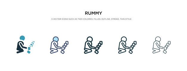 rummy icon in different style vector illustration. two colored and black rummy vector icons designed in filled, outline, line and stroke style can be used for web, mobile, ui