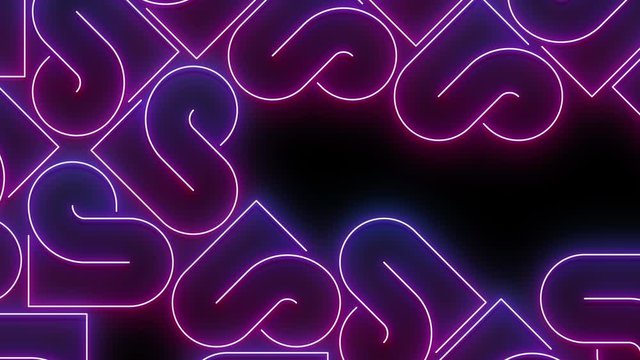 Heart neon line lighting blink pattern colorful, technology network digital data transfer, Valentine's Day concept design, glowing on black background seamless looping animation 4K with copy space