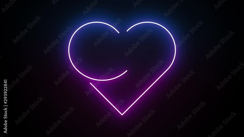 Poster heart neon line lighting moving pattern colorful, technology network digital data transfer, valentin