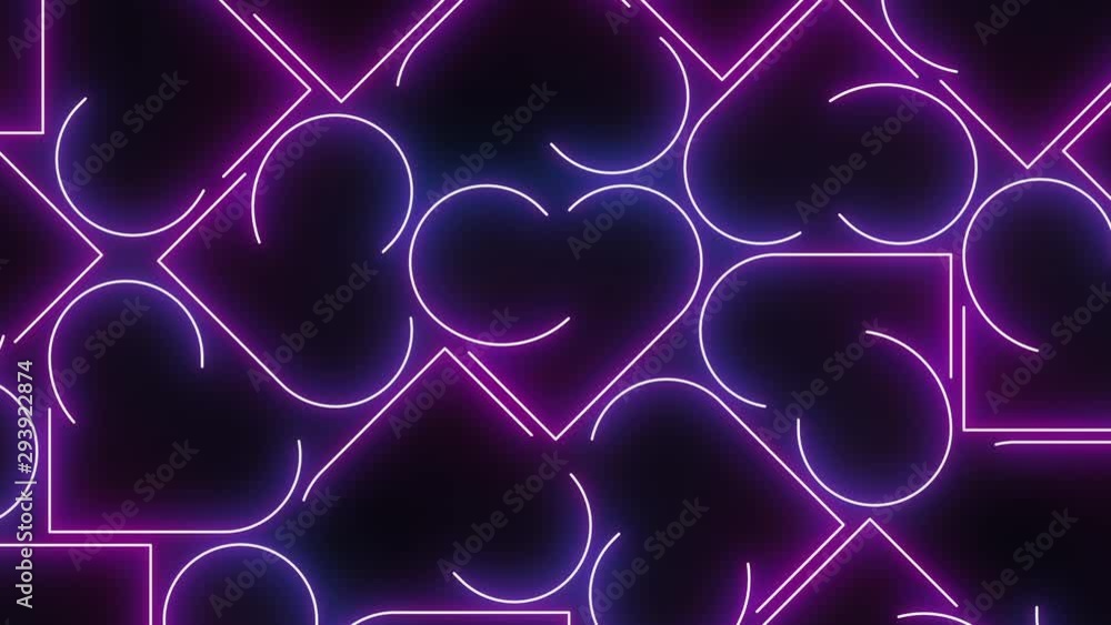 Poster heart neon line lighting moving pattern colorful, technology network digital data transfer, valentin