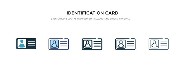 identification card with picture icon in different style vector illustration. two colored and black identification card with picture vector icons designed in filled, outline, line and stroke style