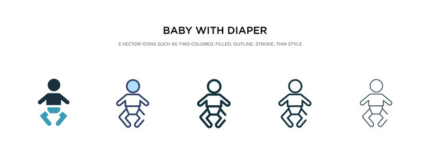 baby with diaper icon in different style vector illustration. two colored and black baby with diaper vector icons designed in filled, outline, line and stroke style can be used for web, mobile, ui
