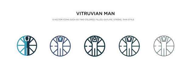 vitruvian man icon in different style vector illustration. two colored and black vitruvian man vector icons designed in filled, outline, line and stroke style can be used for web, mobile, ui