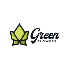 Fototapeta premium Star Green Flower Logo Vector, Flower Line Design vector, Modern Logo and Simple