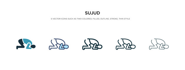 sujud icon in different style vector illustration. two colored and black sujud vector icons designed in filled, outline, line and stroke style can be used for web, mobile, ui
