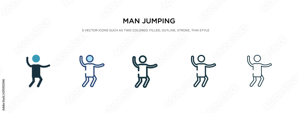 Poster man jumping icon in different style vector illustration. two colored and black man jumping vector ic
