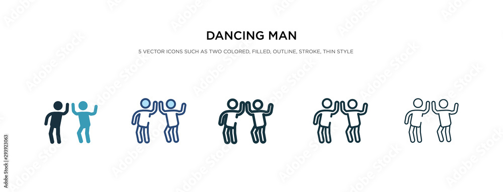 Poster dancing man icon in different style vector illustration. two colored and black dancing man vector ic