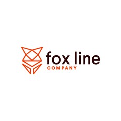 Orange or Red Fox Line Logo, Animal Line Logo Design, Animal Mascot Icon