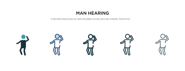 man hearing icon in different style vector illustration. two colored and black man hearing vector icons designed in filled, outline, line and stroke style can be used for web, mobile, ui