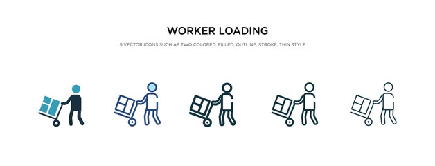 worker loading icon in different style vector illustration. two colored and black worker loading vector icons designed in filled, outline, line and stroke style can be used for web, mobile, ui