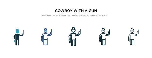 cowboy with a gun icon in different style vector illustration. two colored and black cowboy with a gun vector icons designed in filled, outline, line and stroke style can be used for web, mobile, ui