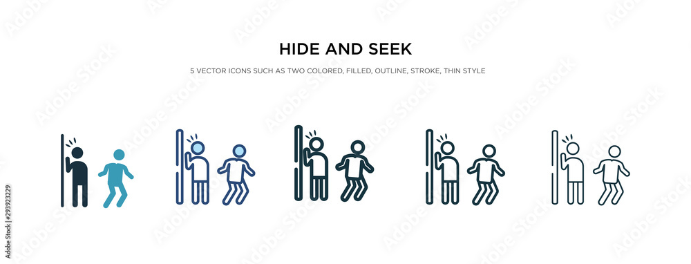 Poster hide and seek icon in different style vector illustration. two colored and black hide and seek vecto
