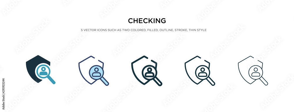 Poster checking icon in different style vector illustration. two colored and black checking vector icons de