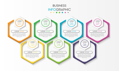 Business infographic element with 7 options, steps, number vector template design
