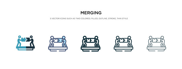 merging icon in different style vector illustration. two colored and black merging vector icons designed in filled, outline, line and stroke style can be used for web, mobile, ui