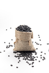 Black beans on a white background